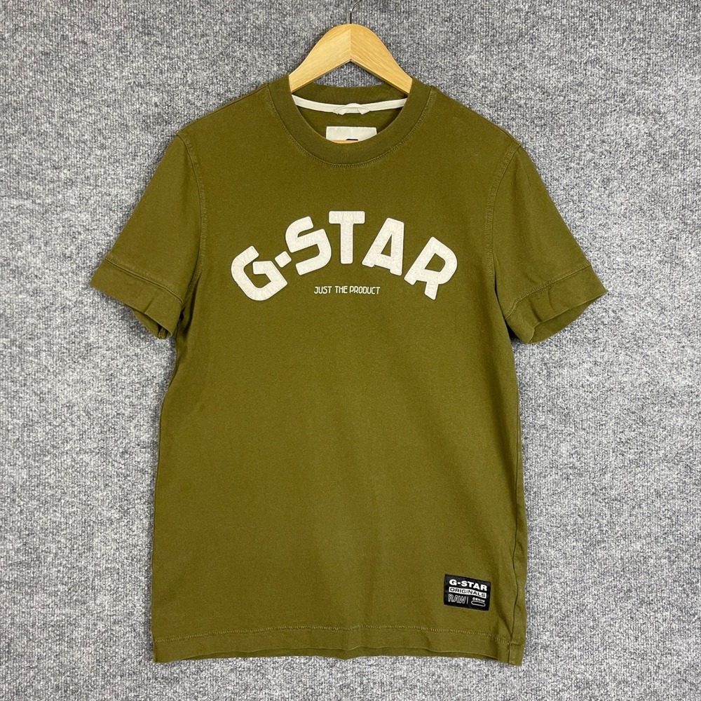 G-Star Raw T-Shirt Mens Large Green Excellent Logo